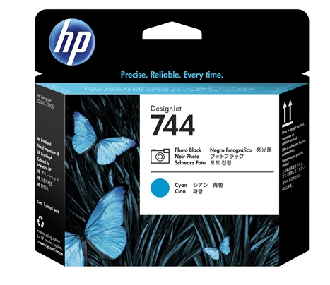 Tete HP 744 Noir Photo - Cyan